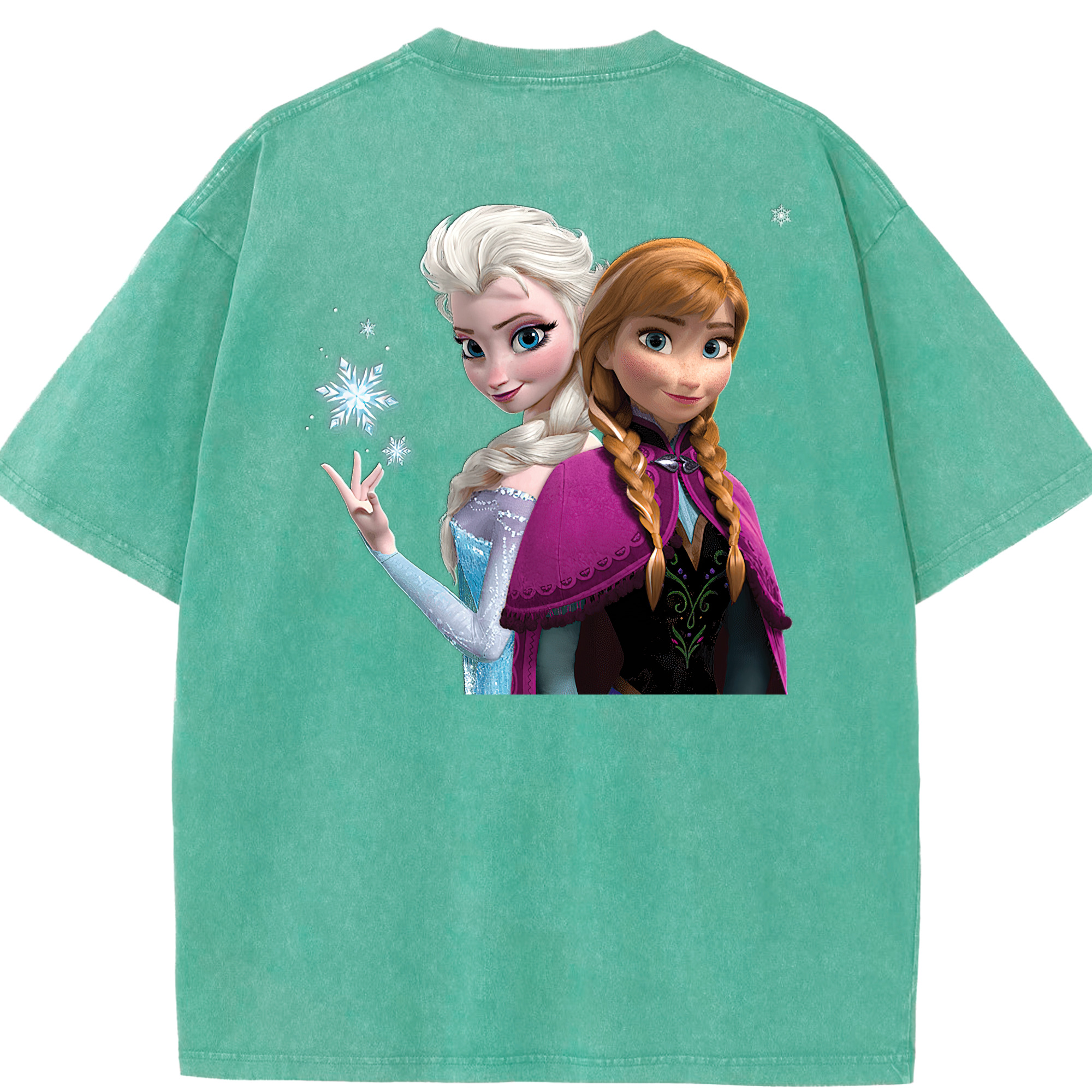 （画像用） アナと雪の女王 アンナ エルサ Frozen Anna Elsa 綿100% ヴィンテージ風 半袖Tシャツ（背面プリント）